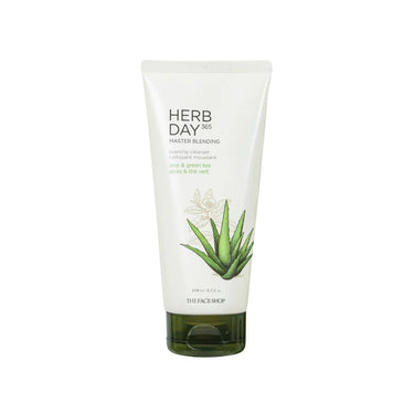 The Face Shop Herb day Cleansing Foam 170 ml | Face wash with aloe and green tea extracts | Face Wash for Dry Skin | Face wash that hydrates skin & maintains PH Level | Korean Skin care Products